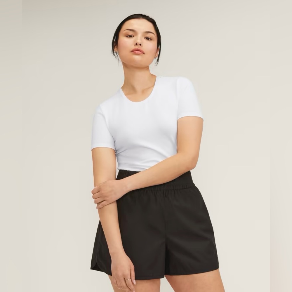 Everlane Women’s The Supima Form Crew Neck ribbed Tee white Size XXS NWT